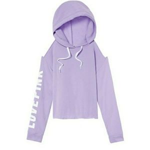 VS Pink cold shoulder hoodie and matching shorts